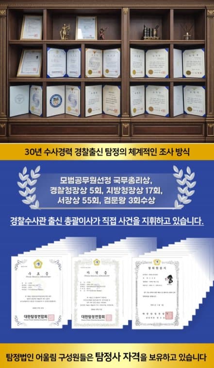 탐정 자격증, 수료증, 상장 및 인증서